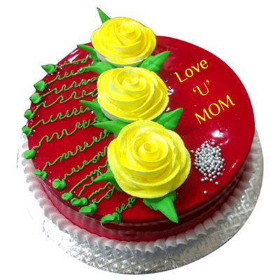 "Round shape Strawberry Gel Cake -1 kg - Click here to View more details about this Product